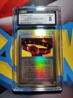Team Magma Belt Pokemon (2004) EX Team Magma Vs Aqua 81/95 RevHolo CGC 8 Vintage - Image 1
