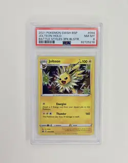 Pokemon Jolteon Battle Styles 3Pk. Blister Holo Promo SWSH094 PSA 8 - Image 1