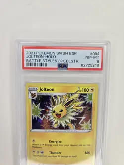 Pokemon Jolteon Battle Styles 3Pk. Blister Holo Promo SWSH094 PSA 8 - Image 3