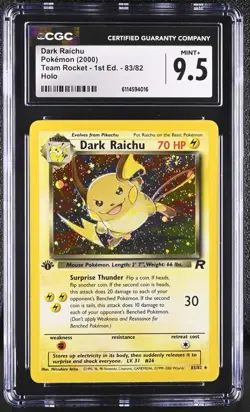 SWIRL Pokemon Dark Raichu 83/82 Team Rocket 1st Edition CGC 9.5 MINT+ LOW POP - Image 1