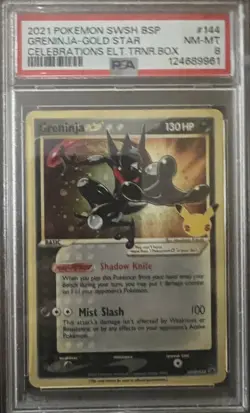 2021 POKEMON SWSH BLACK STAR PROMO #144 GRENINJA-GOLD STAR PSA 8 - Image 1