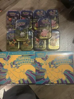 Pokemon Ascending Hero’s Two ETBs And 10 Tins - Image 1