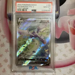Pokemon Aerodactyl V 180/196 Alt Full Art SWSH Lost Origin 180 GEM MINT PSA 10 - Image 1