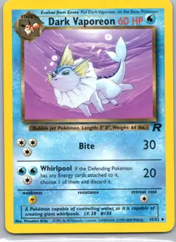 Pokemon TCG Dark Vaporeon 45/82 Team Rocket LP - Image 1