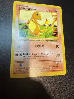 1999 Pokemon CHARMANDER Base Set SHADOWLESS Edition Non Holo Card 46/102 - NM - Image 1