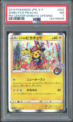Pokemon TCG: Shibuya's Pikachu 002/S-P Pokemon Center Japanese Promo PSA 7 NM - Image 1