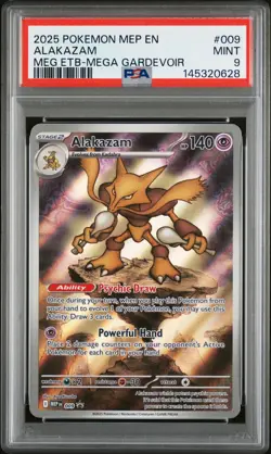 2025 POKEMON MEP EN-ME BLACK STAR PROMO #009 ALAKAZAM PSA 9 - Image 1
