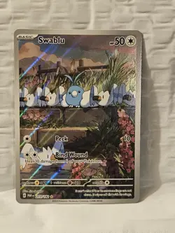 Pokemon TCG Swablu Illustration Rare Full Art Holo SV04: Paradox Rift 213/182 - Image 1