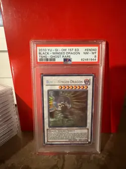 Yu-Gi-Oh! Black-Winged Dragon – Ghost Rare – 1st Edition PSA 8 NM-MT TSHD-EN040 - Image 1