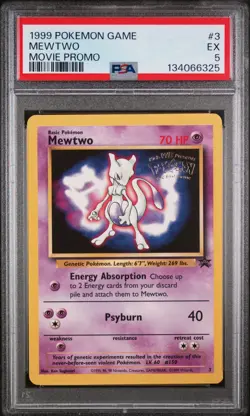 1999 POKEMON GAME MOVIE PROMO #3 MEWTWO PSA 5 - Image 1