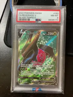 FULL ART ULTRA RARE Regidrago V! PSA 8! NM-MT! Pokemon TCG Silver Tempest #183 S - Image 1