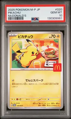 2025 POKEMON JAPANESE M-P PROMO MCDONALD'S #020 PIKACHU PSA 10 - Image 1