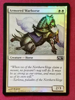 Magic The Gathering 2012 CORE SET M12 FOIL ARMORED WARHORSE white card MTG - Image 1