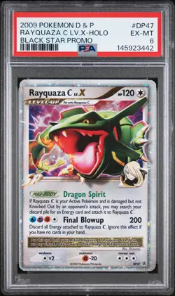 2009 POKEMON DIAMOND & PEARL BLACK STAR PROMO #DP47 RAYQUAZA C LV.X-HOLO PSA 6 - Image 1
