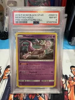 Pokemon Mewtwo-holo P.M.SM BLACK STAR 2019 #SM214 PSA Near Mint 8 - Image 1