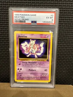 1999 Pokemon Game Promo Rare Mewtwo 3 Basic Pokemon PSA 6 - Image 1