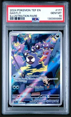 Pokemon TCG Gastly Illustration Rare Card Temporal Forces 177/162, PSA 10 - Image 1