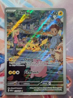 Pikachu 173/165 151 Illustration Rare English Pokemon Card NM/LP see description - Image 1