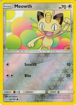 Meowth - Reverse Holo - 125/181 Team Up - Pokemon TCG - 2019 - Image 1