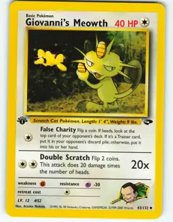 Giovanni's Meowth - 1st Edition - 43/132 Gym Challenge - Pokemon TCG - 2000 - Image 1
