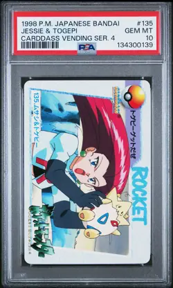 1998 POKEMON JPN BANDAI CARDDASS VENDING SER 4 #135 JESSIE & TOGEPI PSA 10 - Image 1