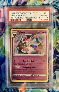 PSA 8 Sylveon #211 Holo BSPromo-Pokemon 2022 SWSH Astral Radiance Blister-3 pack - Image 2