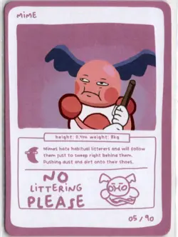 Mime (Mr. Mime) 5/90 - Pokedoodles No Scalp Series Set 1 Fan Art - Pokemon - Image 1