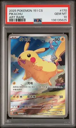 2025 Pokemon Chinese 151 Pikachu #170 Art Rare PSA 10 - Image 1
