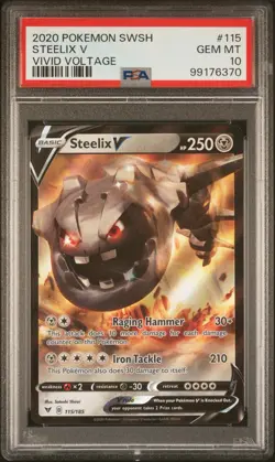 2020 Pokemon SWSH Vivid Voltage Steelix V #115 PSA 10 - Image 1