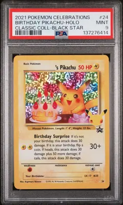 2021 POKEMON CELEBRATIONS CLASSIC COLL #24 BIRTHDAY PIKACHU-HOLO PSA 9 - Image 1