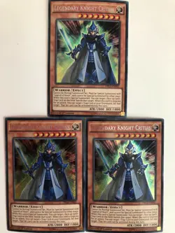 Yugioh Legendary Knight Critias DRL2-EN002 Secret Rare NM x3 Play Set - Image 1