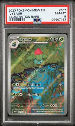Ivysaur - 167/165 - 2023 Holo Illustration Rare S&V 151 Pokemon Card PSA 8 - Image 1