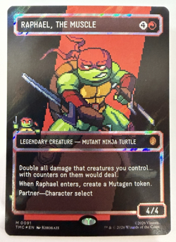 2026 MTG TMNT M 0091 Raphael, the Muscle Borderless Pixel Surge Foil - Image 1