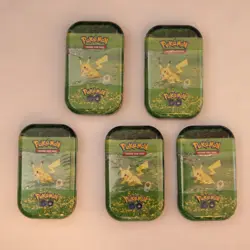 5x Pikachu Pokemon Go Mini Tins - 10 Pokemon Go boosters - Sealed Pokemon Cards - Image 1