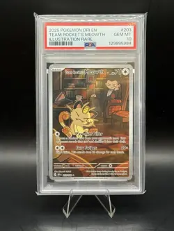 Pokemon TCG Team Rockets Meowth Card 203/182 Destined Rivals PSA 10 - Image 1