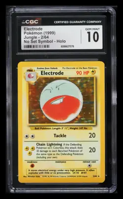 CGC 10 Electrode 1999 Jungle 2/64 No Set Symbol Holo Pokemon Card - Image 1