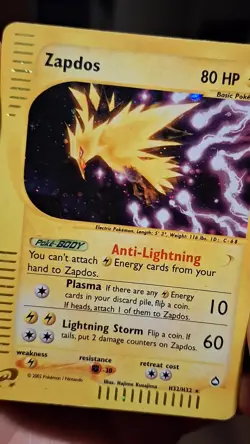 Pokemon TCG Zapdos Holo Card H32/H32 Rare - Image 2