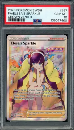 PSA 10 Elesa's Sparkle (Full Art) Crown Zenith 147/159 Pokemon Card B4 - Image 1