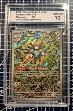 2024 POKEMON SVP BLACK STAR PROMO 159 MAGNETON SURGING SPARKS ETB Gem Mint 10 - Image 1