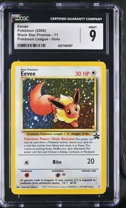 CGC 9 MINT Eevee 11 BSP Black Star Promo 2000 Pokemon League Holo WOTC - Image 1