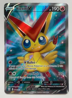 Pokemon TCG Swsh05: Battle Styles Holo Card Victini V Full Art 144/163 NM - Image 1