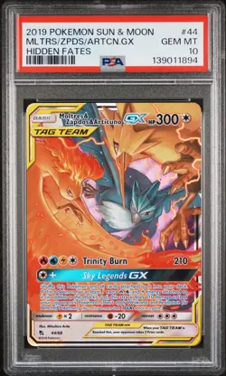 PSA 10 MOLTRES ZAPDOS ARTICUNO GX 44 HIDDEN FATES POKEMON MJ - Image 1