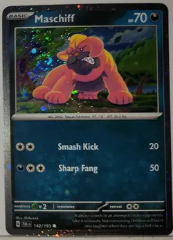 Fart Swirl 🌀 Maschiff 142 Cosmos Holo Bleed Error Rare Pokemon TCG ✨ Exclusive - Image 2