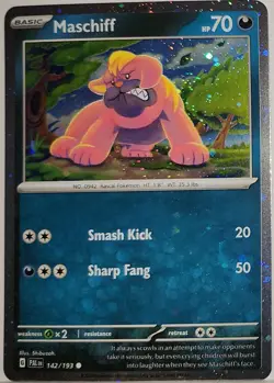 Fart Swirl 🌀 Maschiff 142 Cosmos Holo Bleed Error Rare Pokemon TCG ✨ Exclusive - Image 3