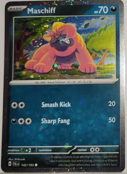 Fart Swirl 🌀 Maschiff 142 Cosmos Holo Bleed Error Rare Pokemon TCG ✨ Exclusive - Image 4