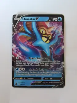 2022 Pokemon Omastar V 035/195 Sword & Shield - Silver Tempest Holo - Image 1