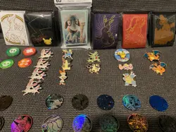 HUGE RARE Pokemon TCG Collector’s Coins / Pins / Sleeves Lot - Image 3
