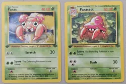 Vintage 1999 Pokemon TCG 1st Edition Paras #59/64 Parasect #41/64 Lot - 2 Cards - Image 1