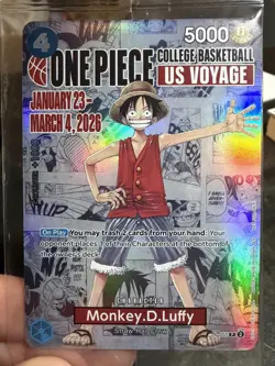 One Piece Monkey D. Luffy US Voyage College Basketball Promo Card Gonzaga SEALED - Image 1