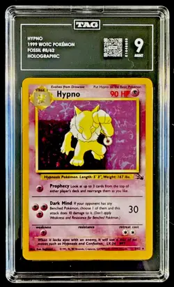 TAG 9 NM HYPNO Holo 1999 Pokemon Fossil Card 8/62 - Image 1